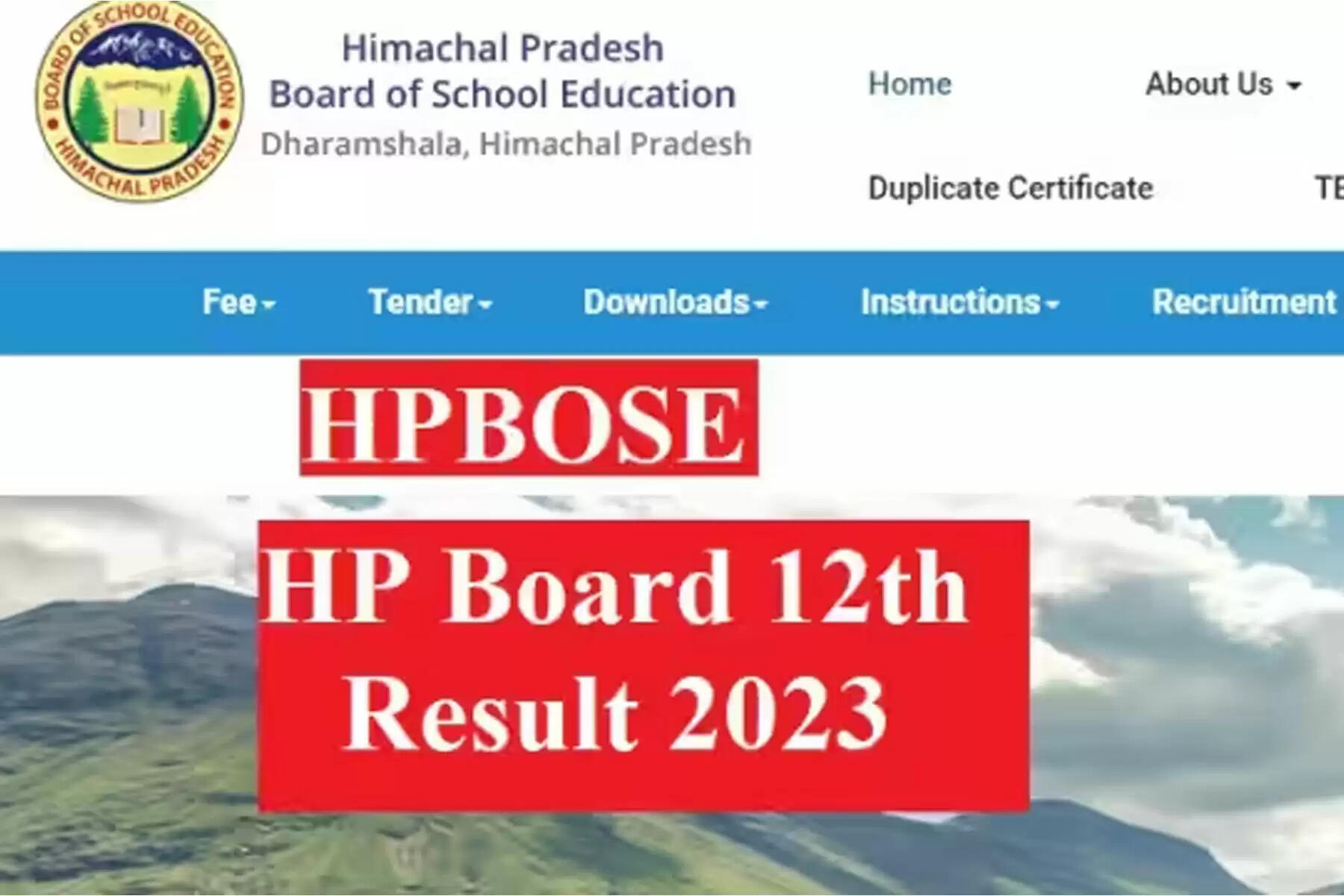 हिमाचल प्रदेश स्कूल शिक्षा बोर्ड ने 12वीं कक्षा का परीक्षा परिणाम घोषित कर दिया है। परिणाम 79.4 प्रतिशत रहा है। 105369 विद्यार्थियों ने 12वीं कक्षा की परीक्षा दी थी। 83418 विद्यार्थी परीक्षा में पास हुए हैं। 13335 विद्यार्थियों कां कंपार्टमेंट आई है। 8139 विद्यार्थी परीक्षा में फेल हुए हैं। वर्ष 2022 में 12वीं कक्षा का परीक्षा परिणाम 93.90 प्रतिशत रहा था। सचिव डॉ. (मेजर) विशाल शर्मा ने बताया कि विद्यार्थी शिक्षा बोर्ड की बेवसाइट पर परिणाम चेक कर सकते हैं।