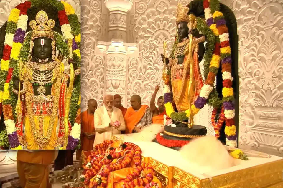 Ram Mandir Pran Pratishtha Live Updates: राम मंदिर प्राण प्रतिष्ठा समारोह शुरू हो चुका है। मुख्य यजमान प्रधानमंत्री नरेंद्र मोदी गर्भगृह में पूजा-अर्चना की। साथ ही उत्तर प्रदेश के मुख्यमंत्री योगी आदित्यनाथ, राष्ट्रीय स्वयं सेवक संघ (RSS) प्रमुख मोहन भागवत, राज्यपाल आनंदीबेन पटेल मौजूद रहे। खास बात है कि शुभ मुहूर्त सिर्फ 84 सेकंड का ही है। 